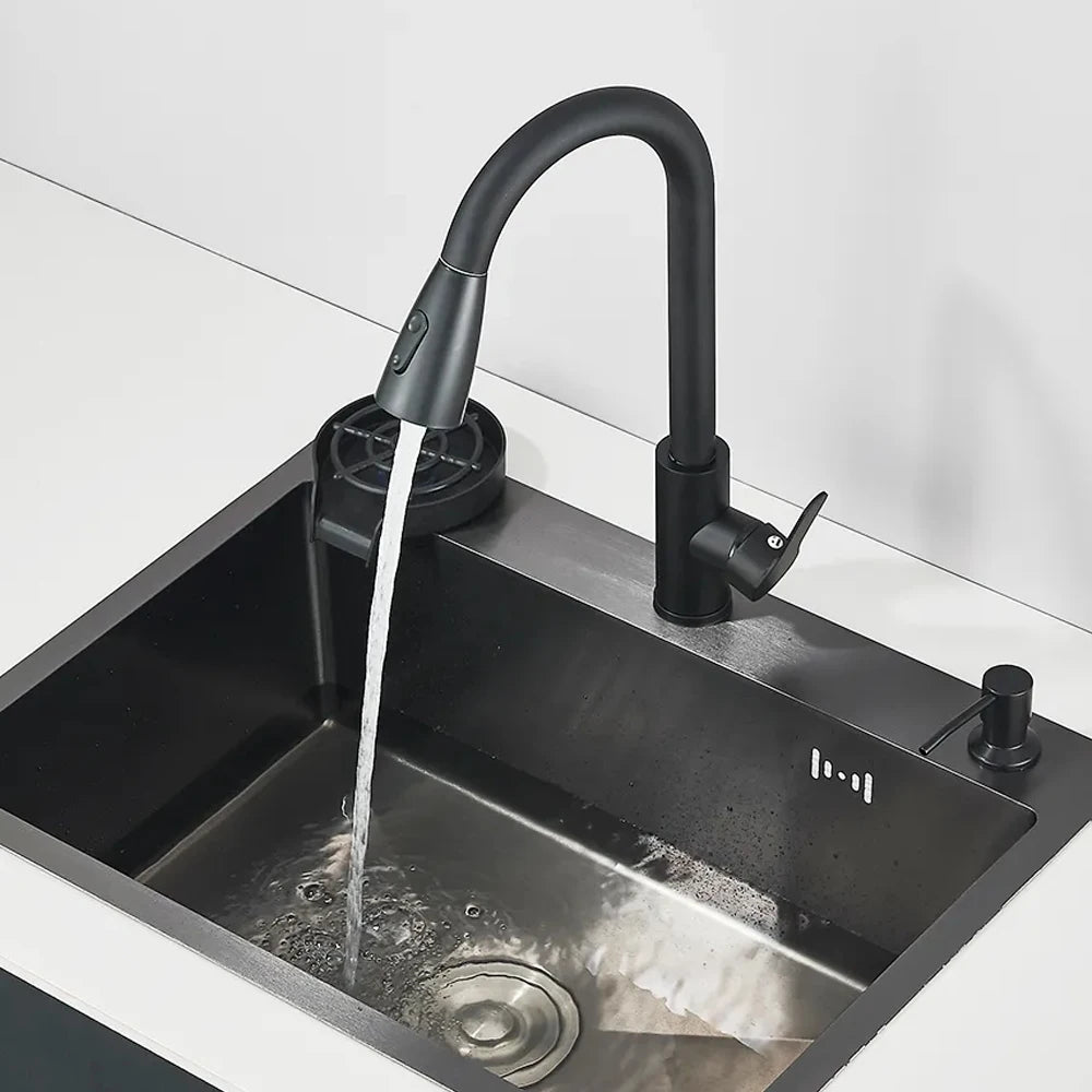 Stainless Steel Undermount Kitchen Sink With Integrated Faucet And Basin