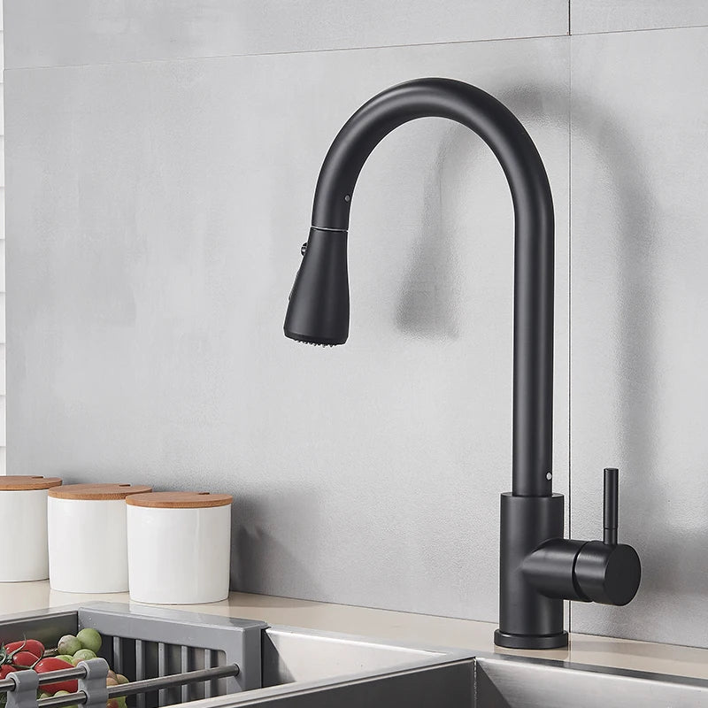 MYQualife Deck Mounted Pull Out Kitchen Sink Faucet
