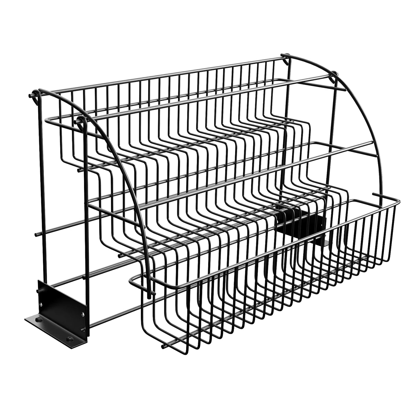 3-Tier Metal Spice Rack Organizer With Pull Down Cabinet Storage Shelf