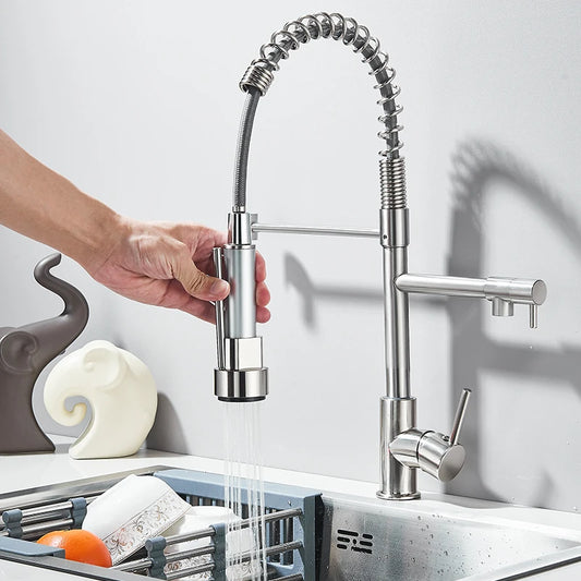 Shbshaimy Rose Gold Chrome Deck Mount Pull Down Kitchen Faucet