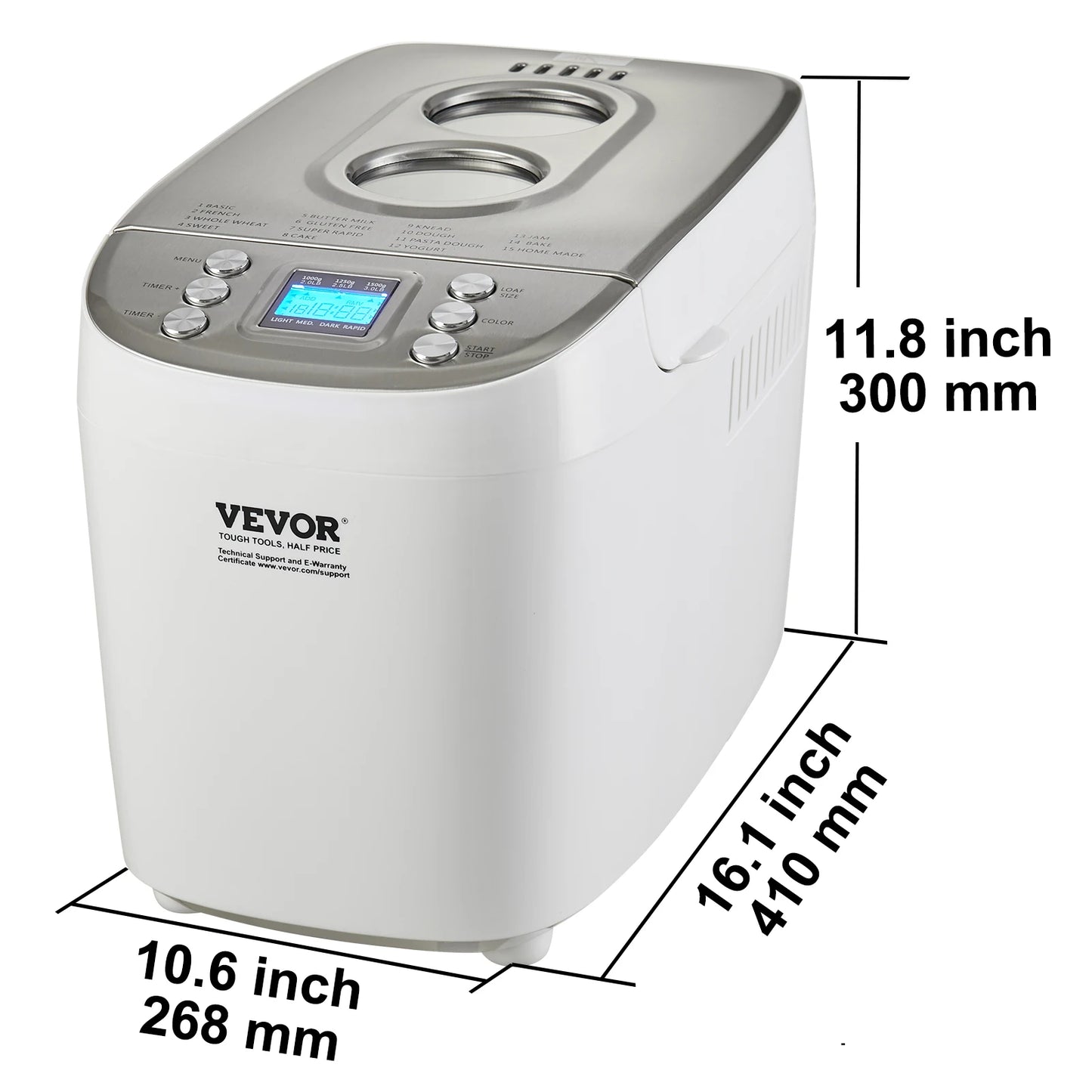SucceBuy 15-in-1 Automatic Bread Maker With Nonstick Pan
