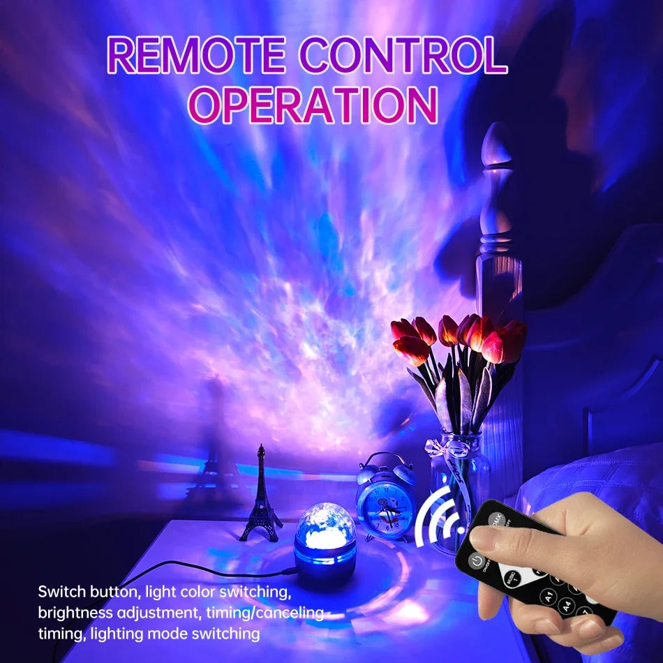 Led Starry Sky Northern Light Projector With Remote And Auto Rotate