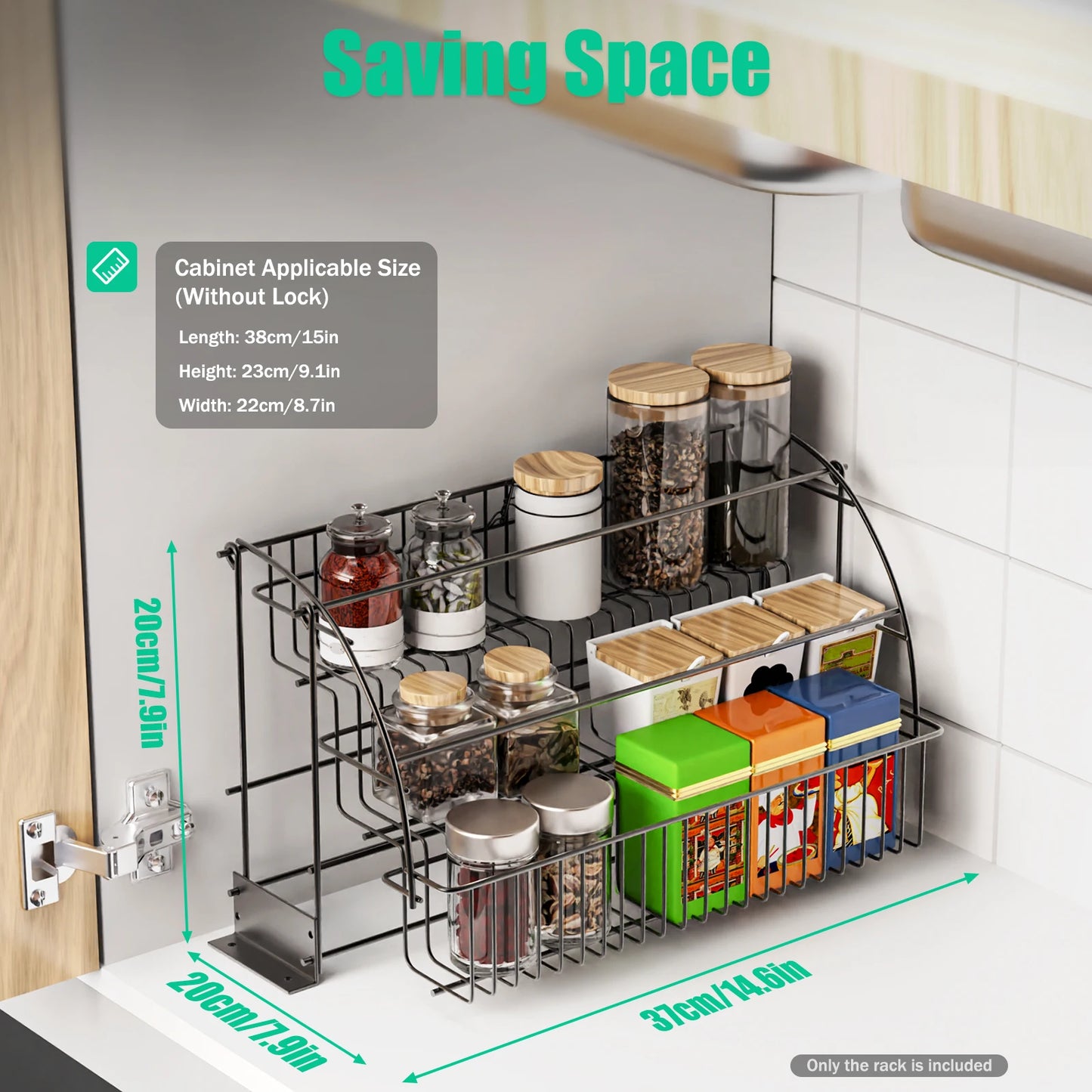 3-Tier Metal Spice Rack Organizer With Pull Down Cabinet Storage Shelf