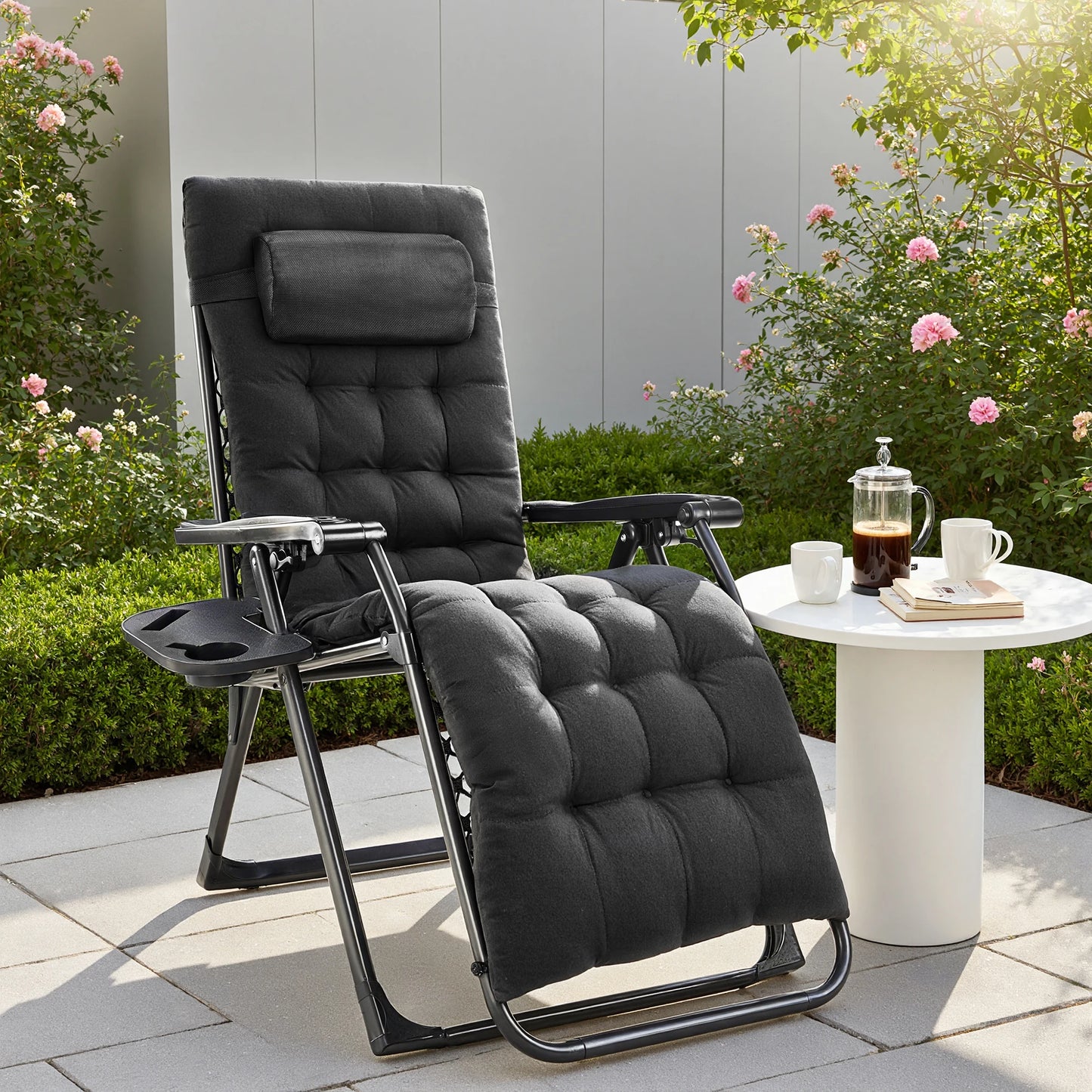 JHK Zero Gravity Portable Outdoor Recliner With Cup Holder