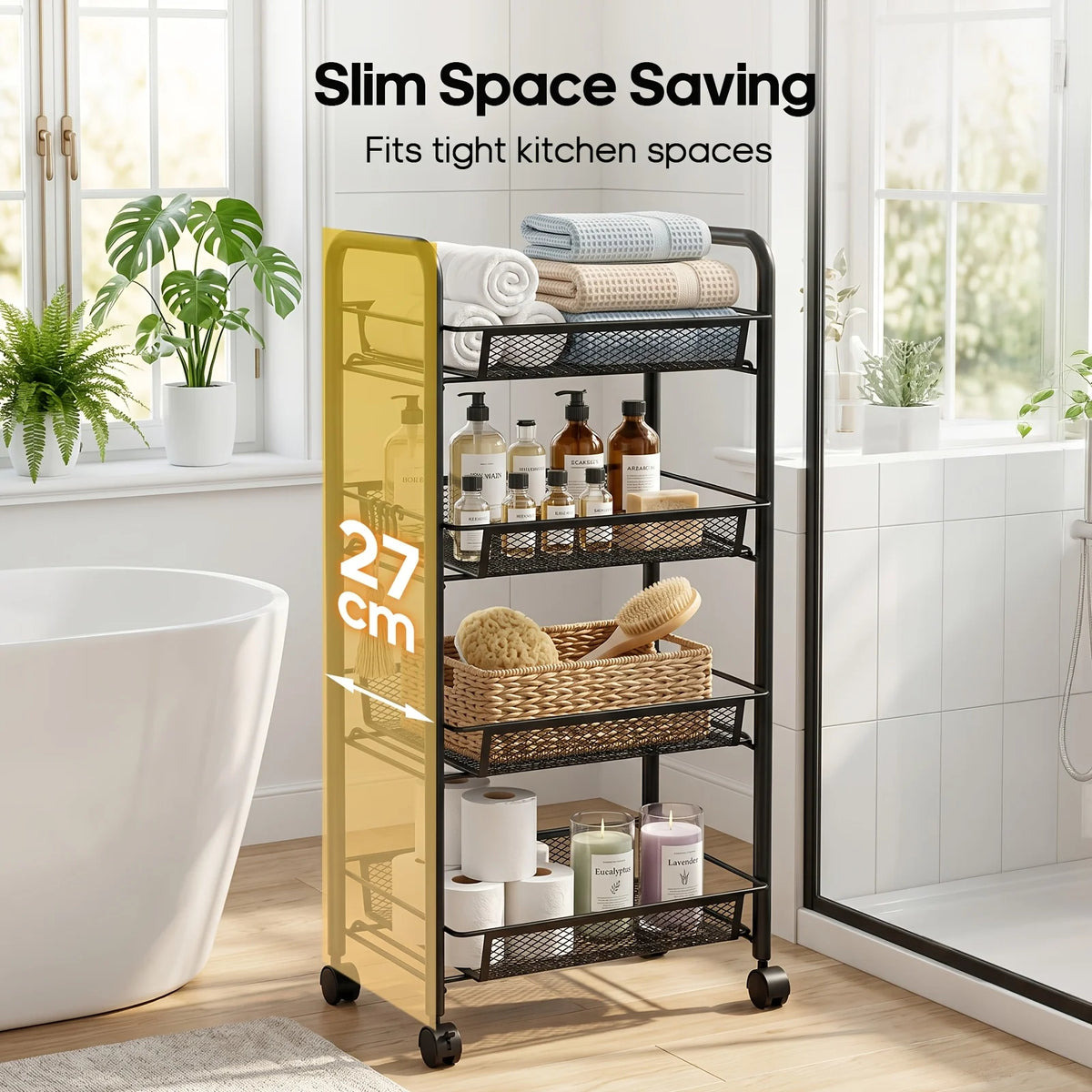 DO DOWIN Metal Mesh Rolling Storage Cart With Wheels for Kitchen Organization