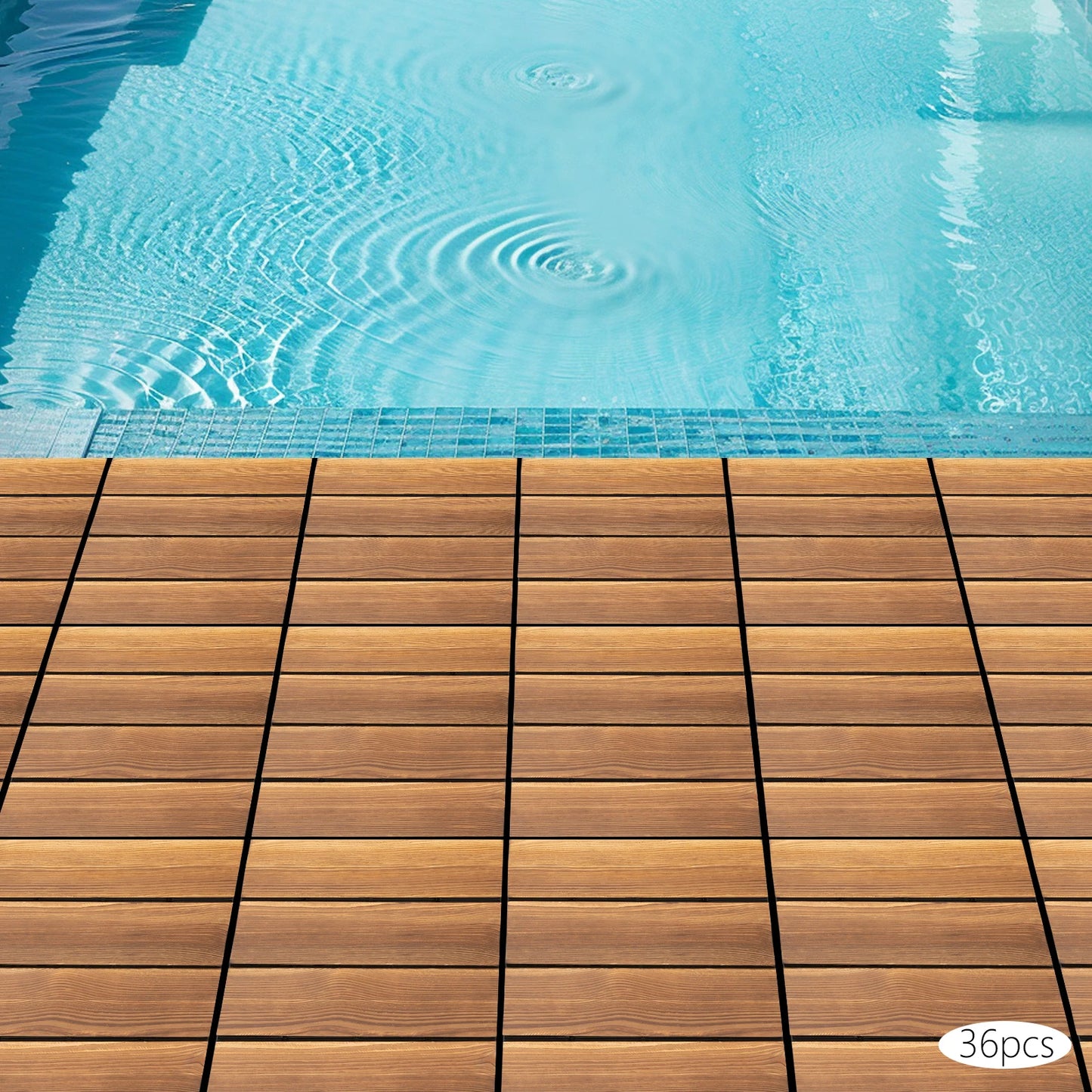 Bymaocar 36-Pcs Wood Deck Tiles Interlocking 12x12 Inch Outdoor Patio