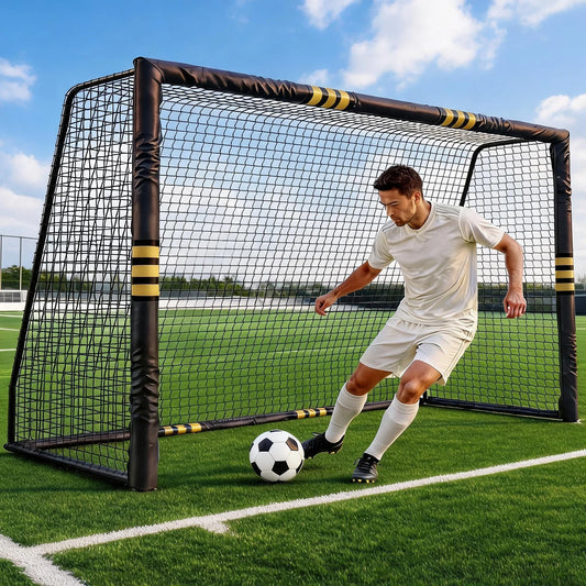 HiMISS Heavy Duty Steel Backyard Soccer Goal With Padded Posts