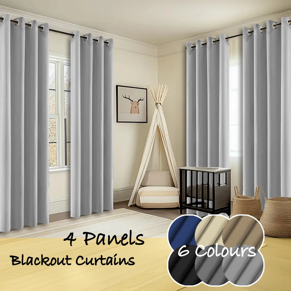 Thermal Insulated Blackout Curtains With Ring Top for Bedroom Windows