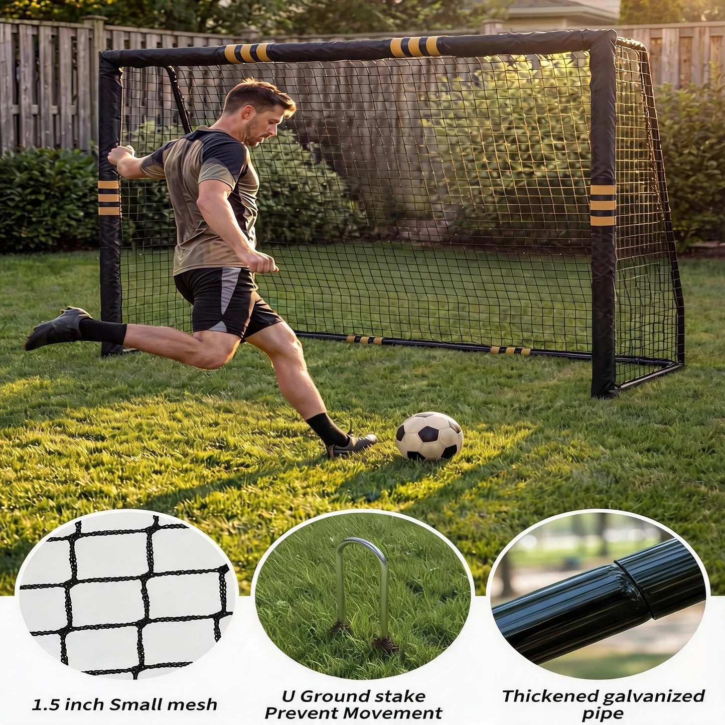 HiMISS Heavy Duty Steel Backyard Soccer Goal With Padded Posts
