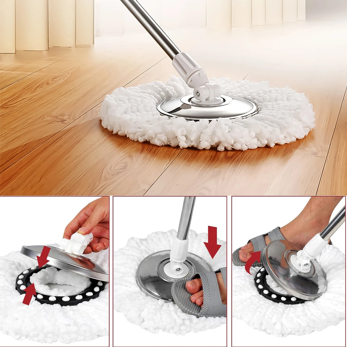 Microfiber Spin Mop Replacement Heads for Wet and Dry Cleaning