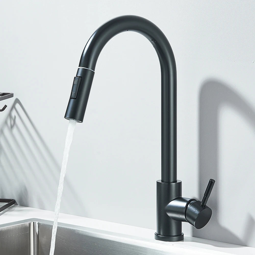 MYQualife Deck Mounted Pull Out Kitchen Sink Faucet