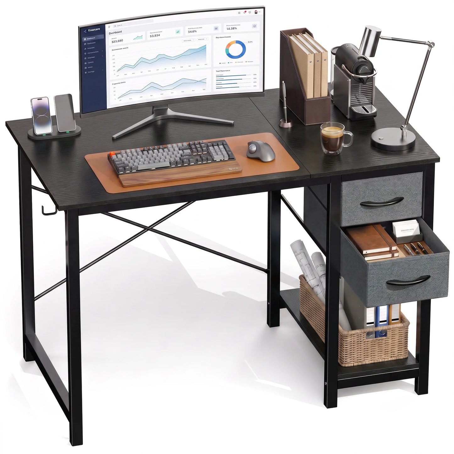 MCQ Ergonomic Standing Office Computer Desk Featuring Storage Drawers