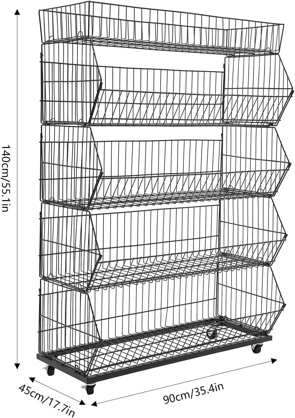 Five Tier Mobile Wire Metal Supermarket Storage Display Rack