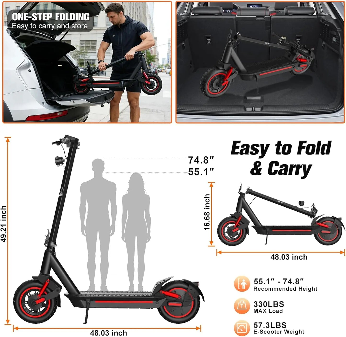 OBX 1200W Off Road Electric Scooter With Dual Suspension