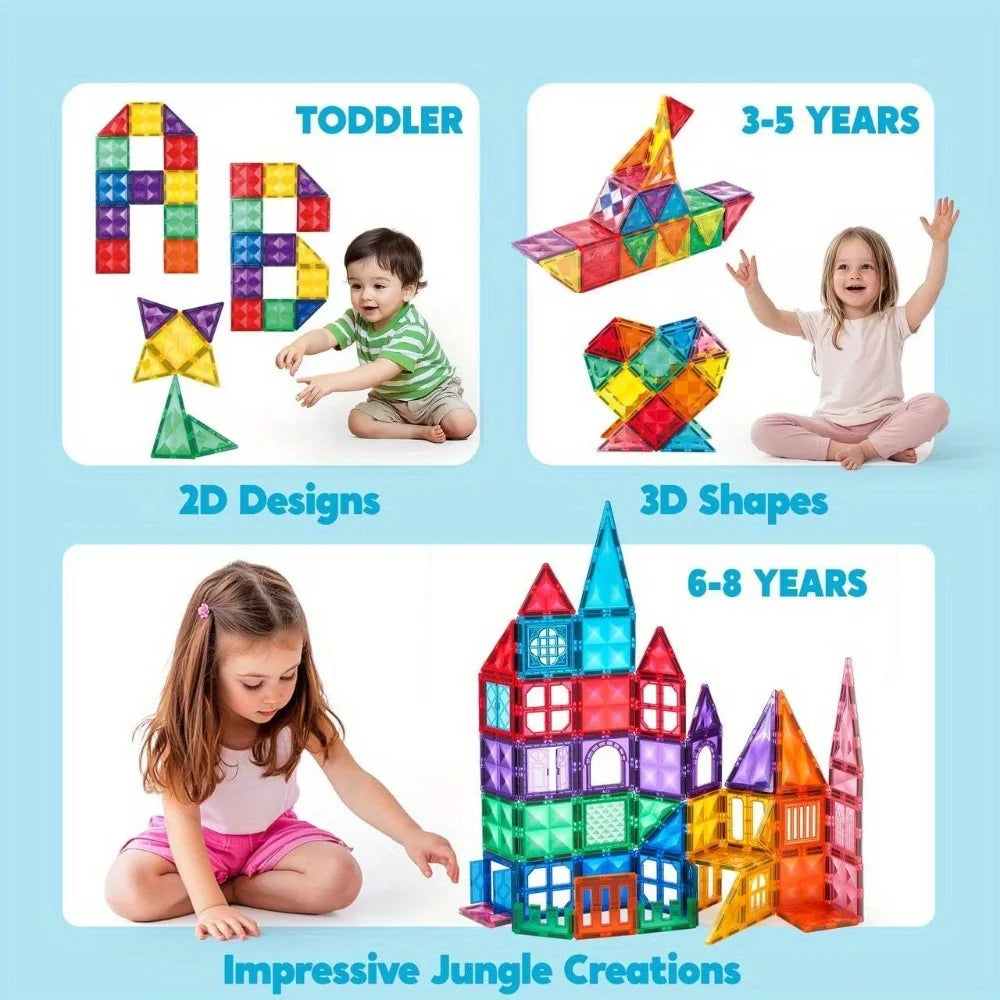 Joyfy Magnetic Building Tiles 3D Construction Blocks Play Set