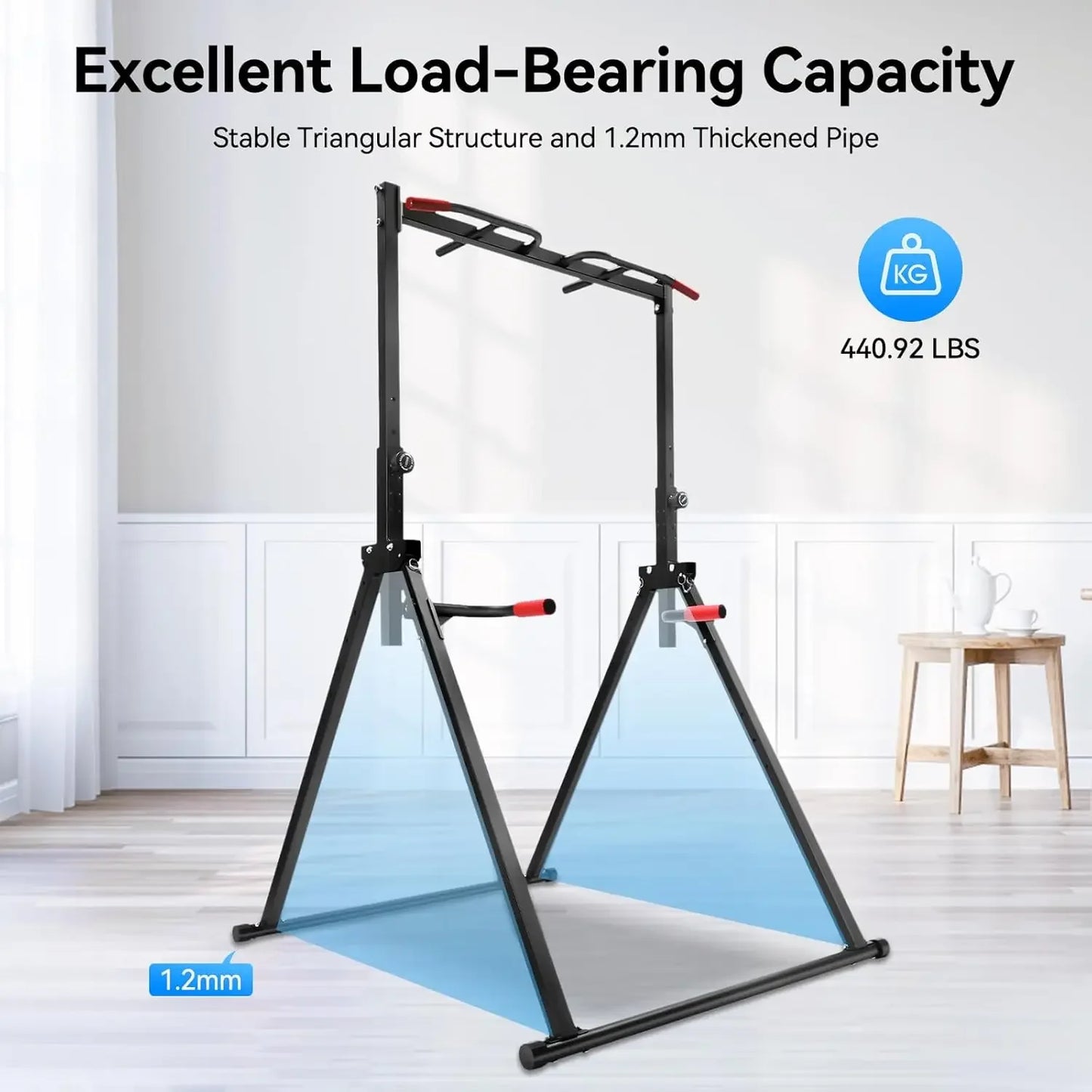 Height Adjustable Pull Up Bar Dip Station Power Tower Workout Chin Up Gym Equipment