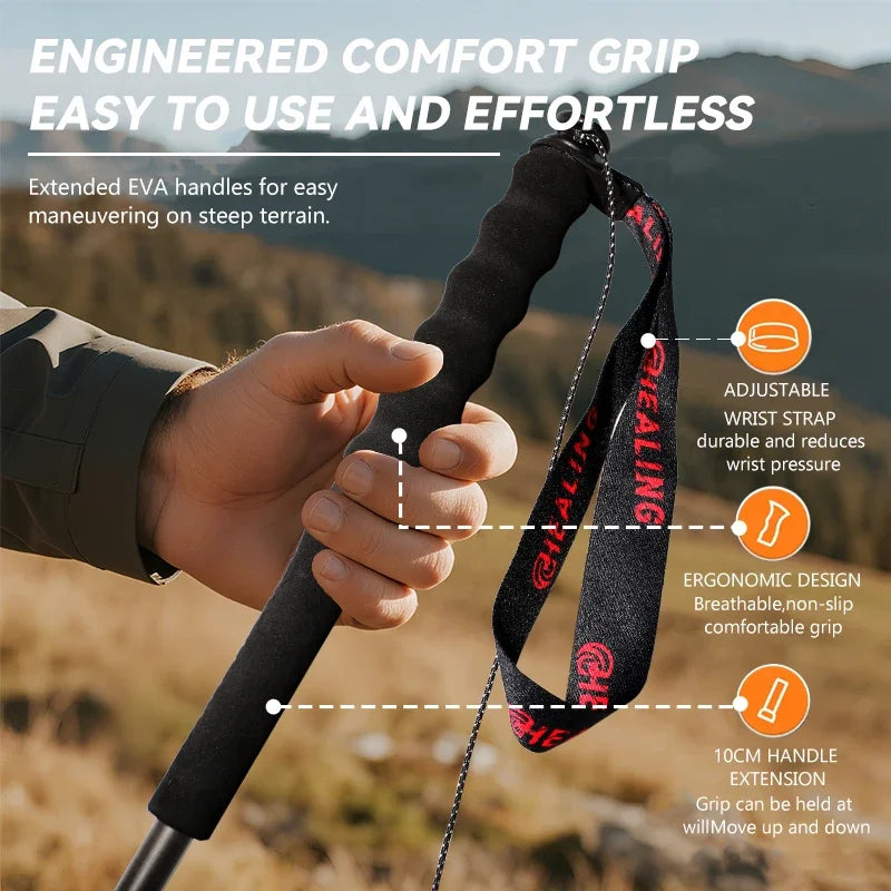 Okhealing Carbon Fiber Foldable Antishock Trekking Poles
