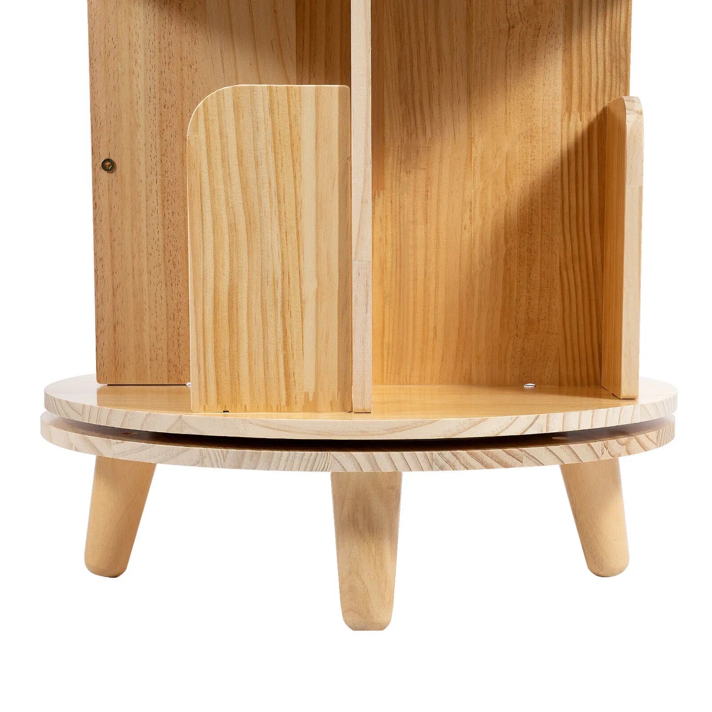 6-Tier Rotating Pine Wood Bookshelf with Kids Books Toy Storage
