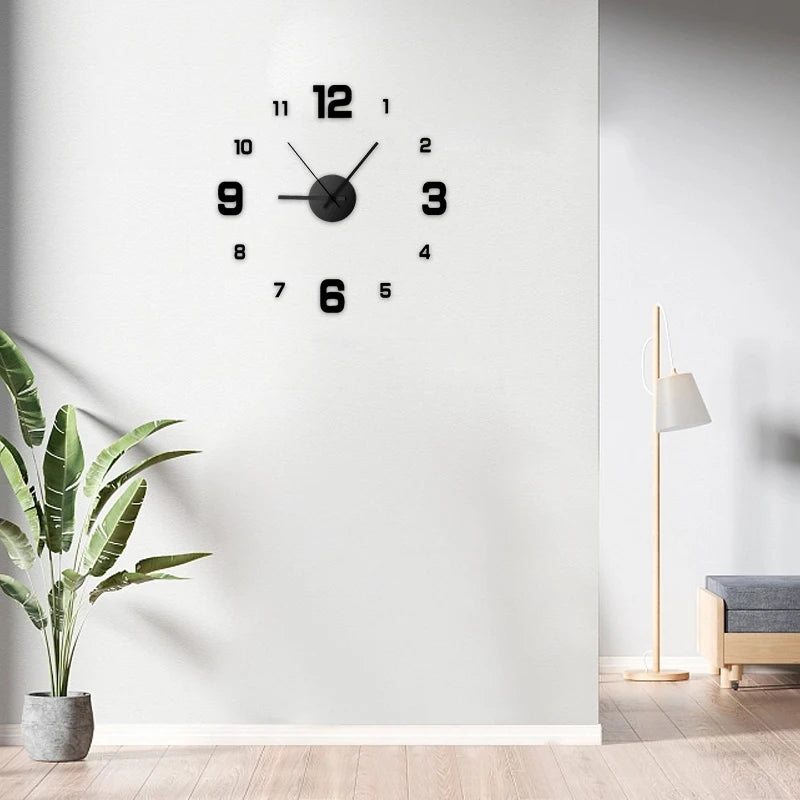 Creative Frameless DIY Wall Clock Decal Antique Style Silent Digital Acrylic For Home Office Decoration