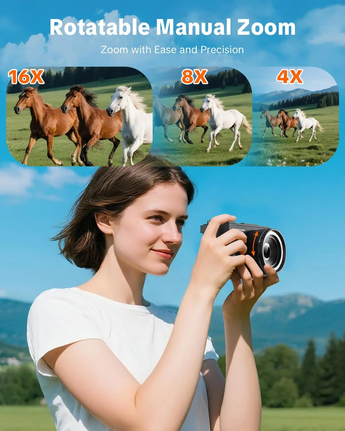 W&O 4K Digital Camera With Flip Screen And Ring Light