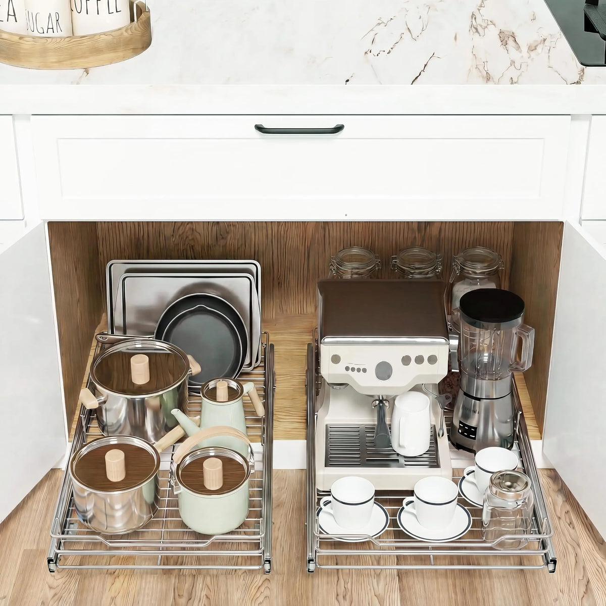 HiMISS Pull Out Cabinet Organizer Heavy Duty Sliding Storage Shelf
