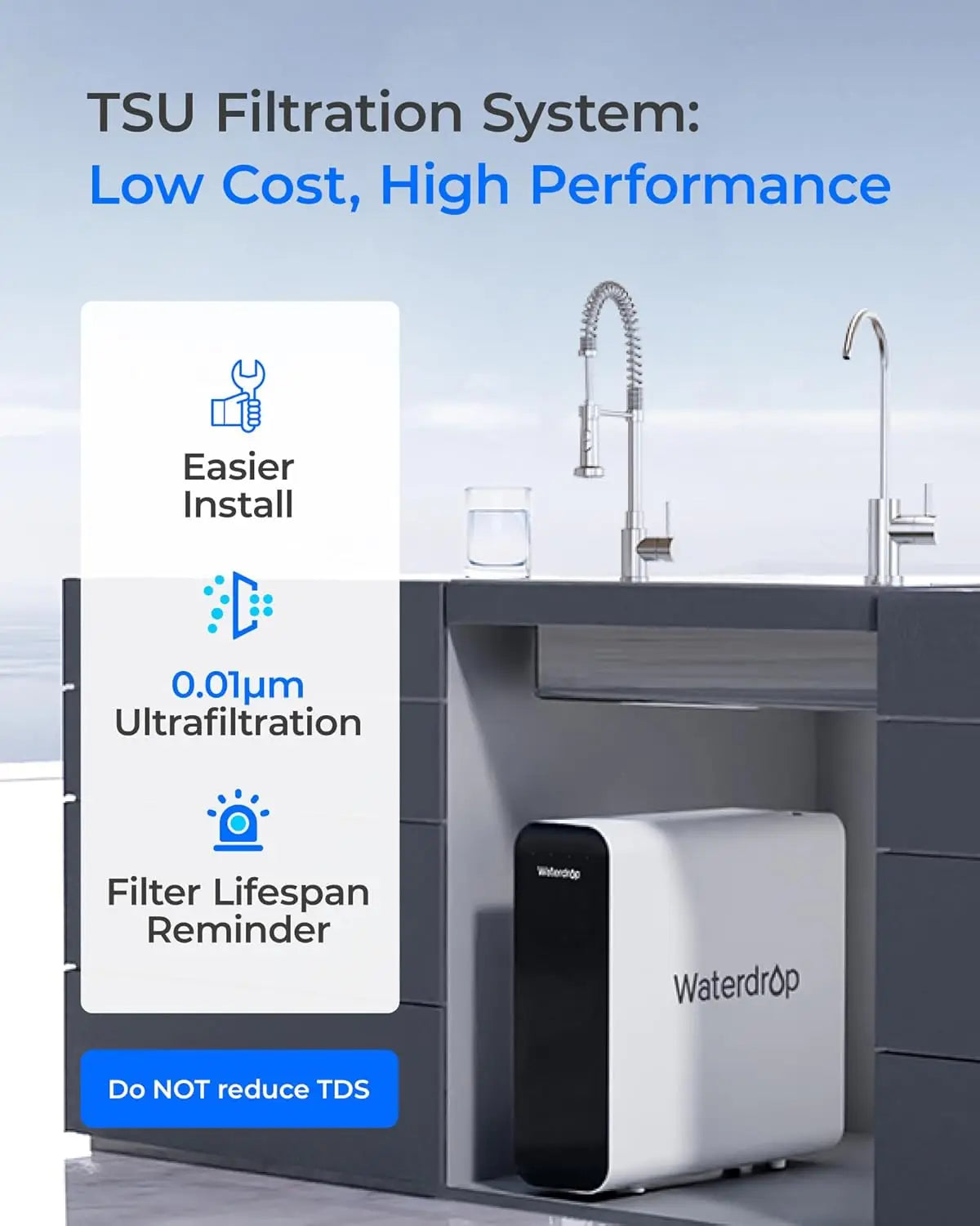 Waterdrop 0.01 Micron Under Sink Ultra Filtration Water Filter System