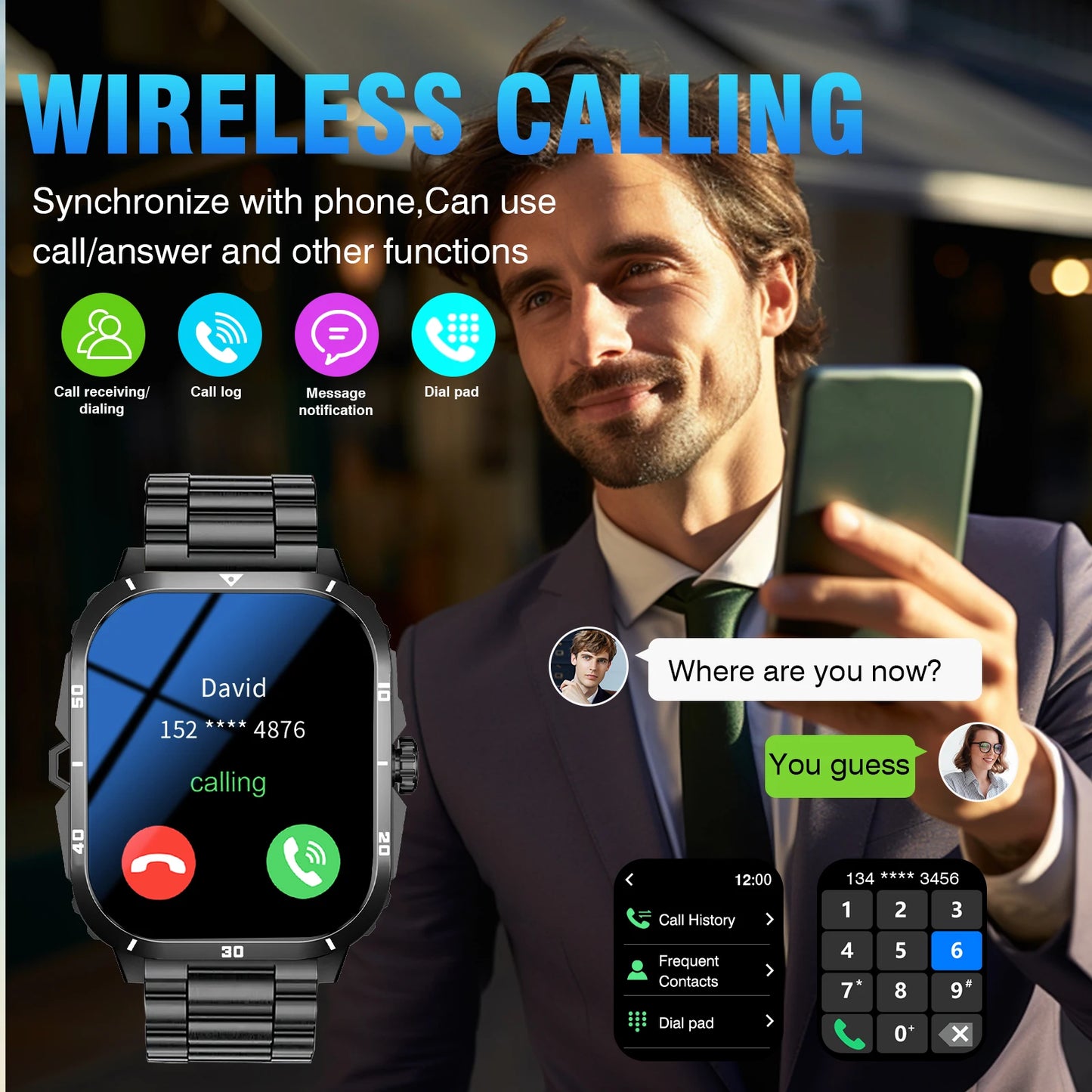 Smart Watch Wireless Bluetooth Calling Sports Fitness Tracker With Flashlight