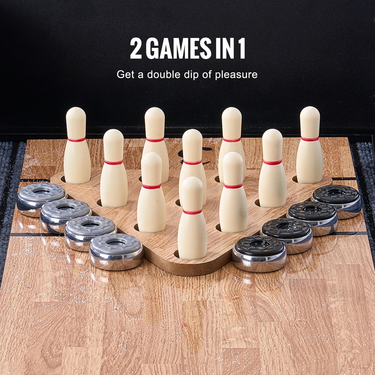 SucceBuy Led Shuffleboard Table With Bowling Combo For Family Games