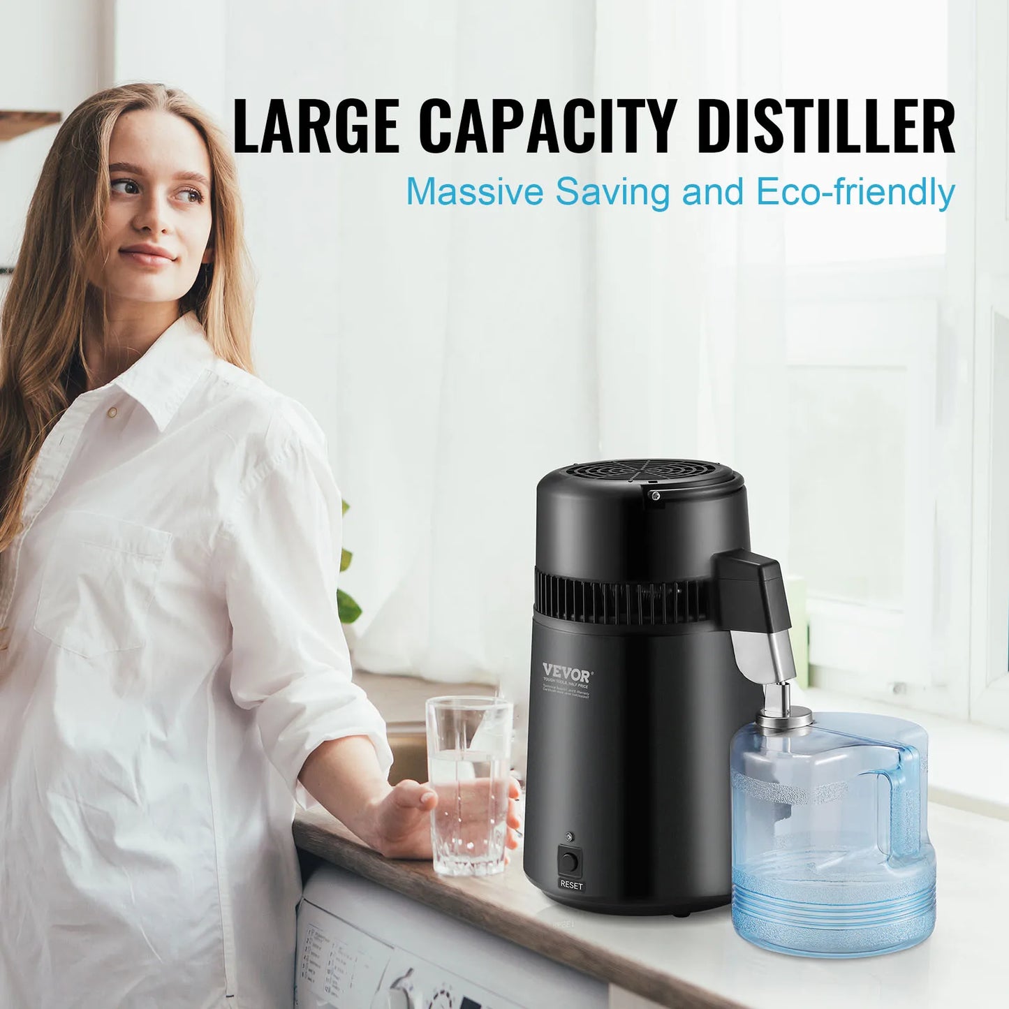 SucceBuy 750W Countertop Water Distiller 4L Stainless Steel Purifier