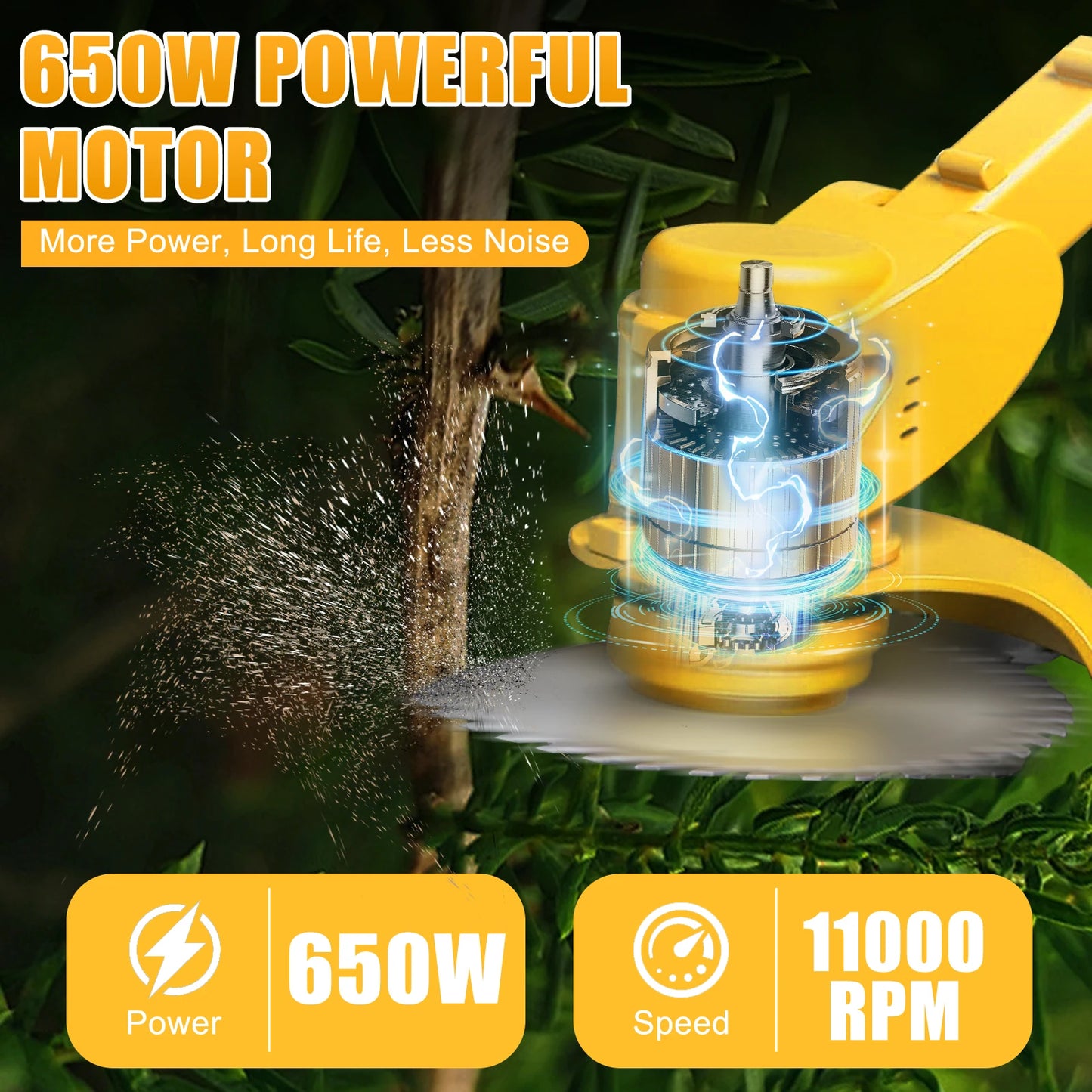 Cordless 21V Brushless Electric Grass Trimmer With Charger