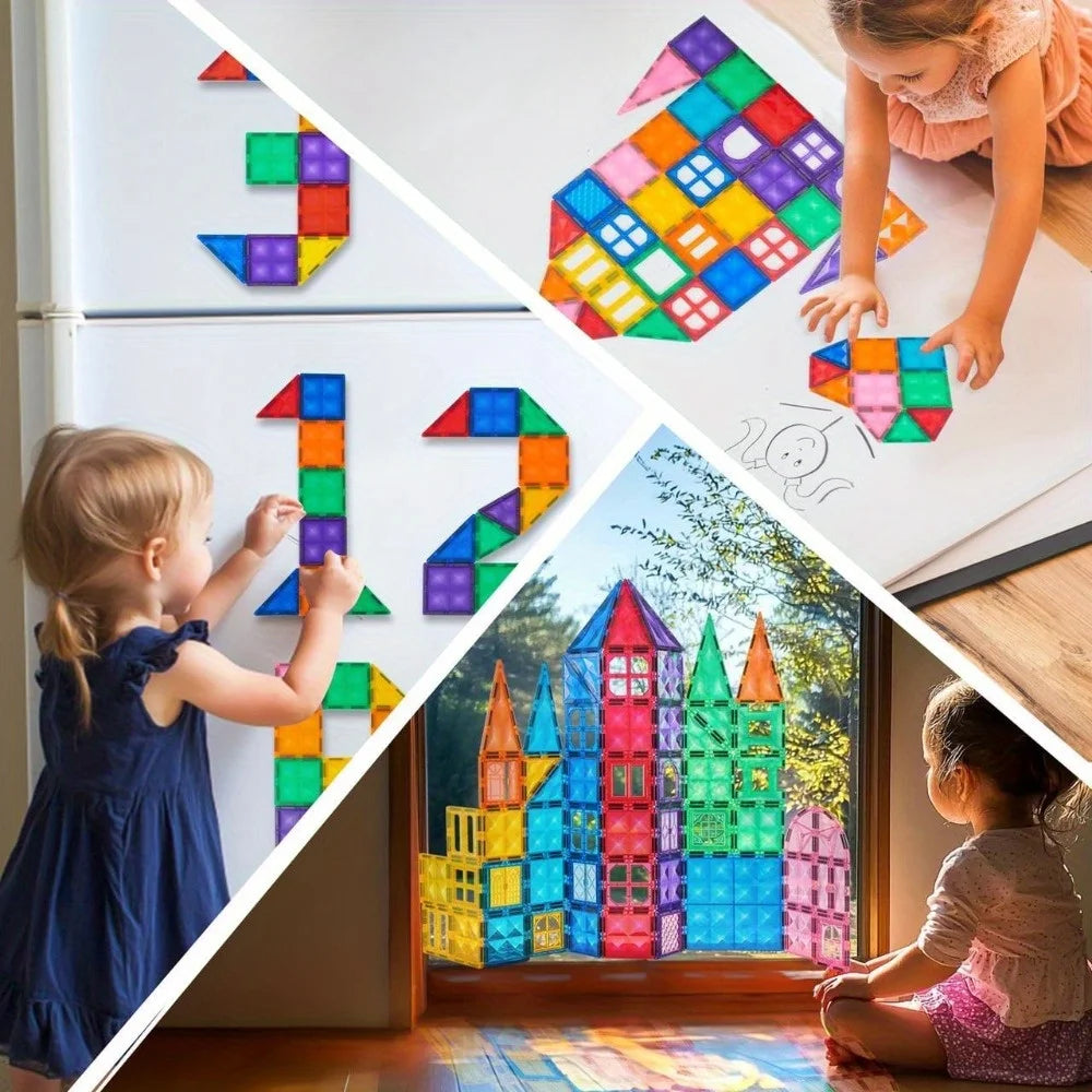 Joyfy Magnetic Building Tiles 3D Construction Blocks Play Set