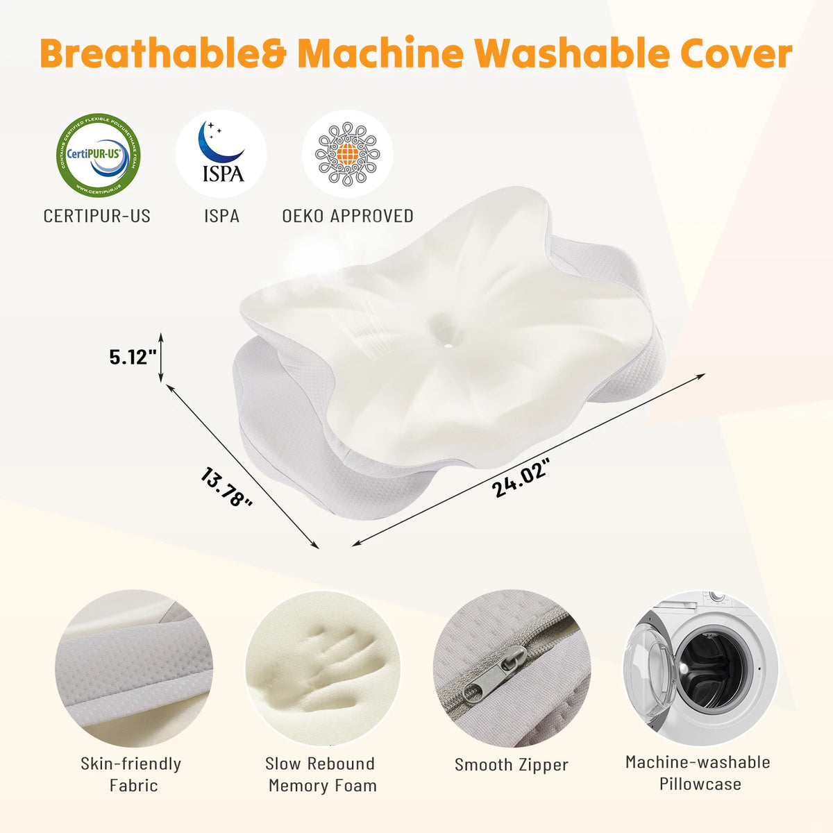 JHK Cooling Memory Foam Cervical Pillow for Neck Pain Relief