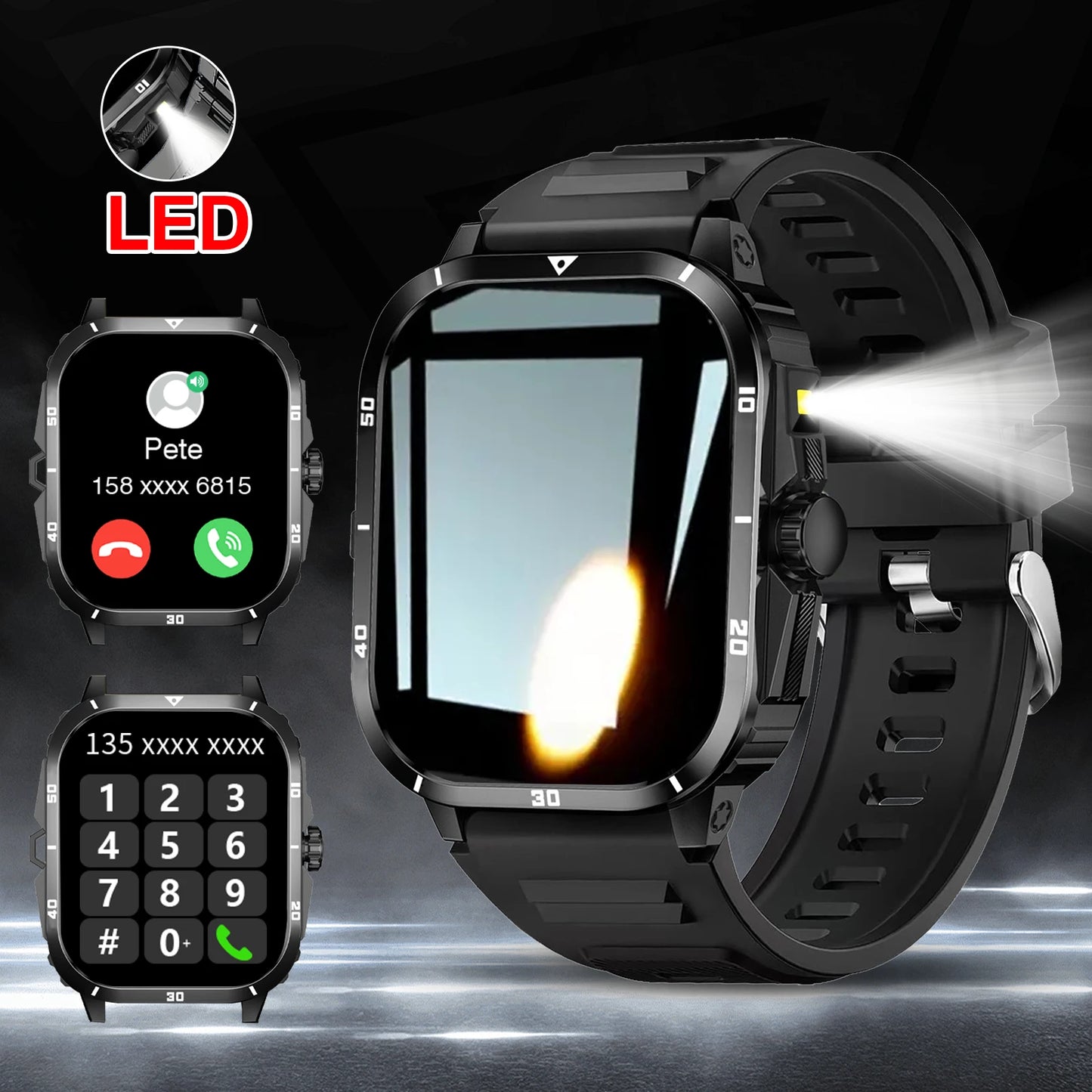Smart Watch Wireless Bluetooth Calling Sports Fitness Tracker With Flashlight