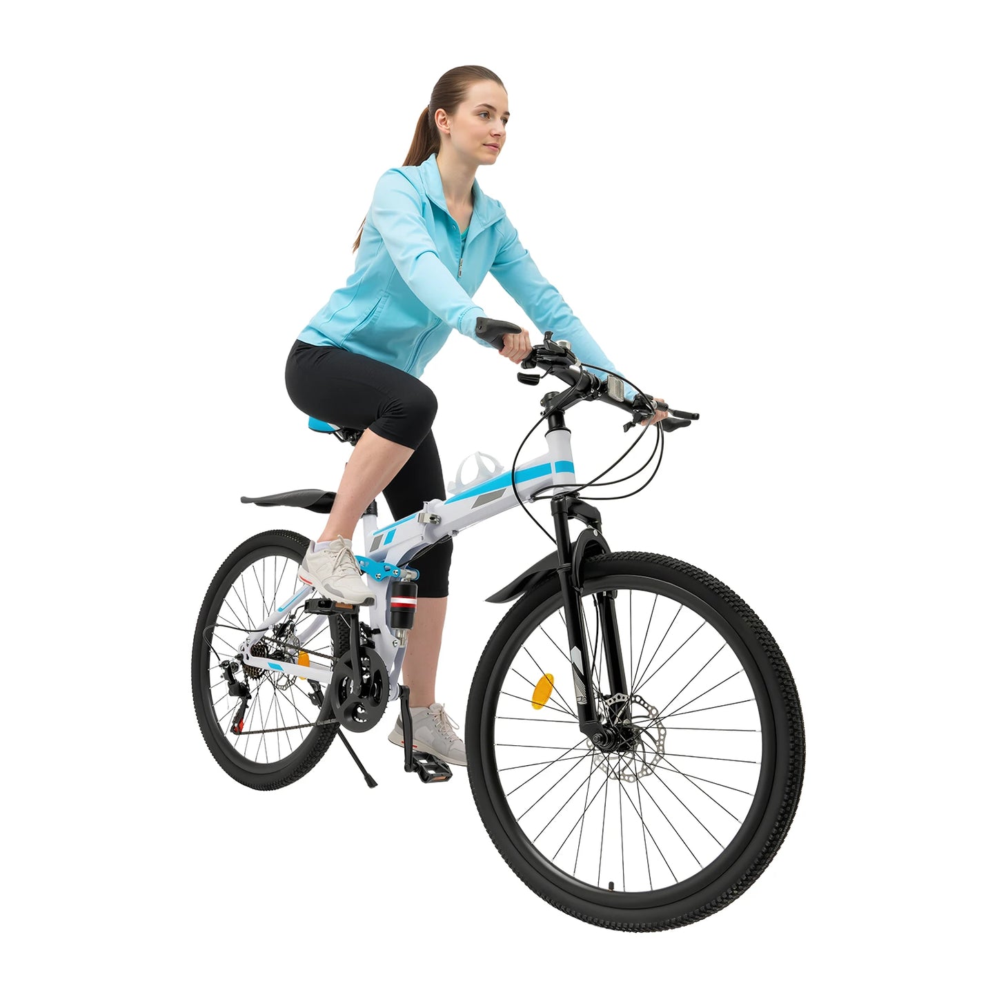 Folding Mountain Bike 21 Speed Steel Dual Disc Brakes