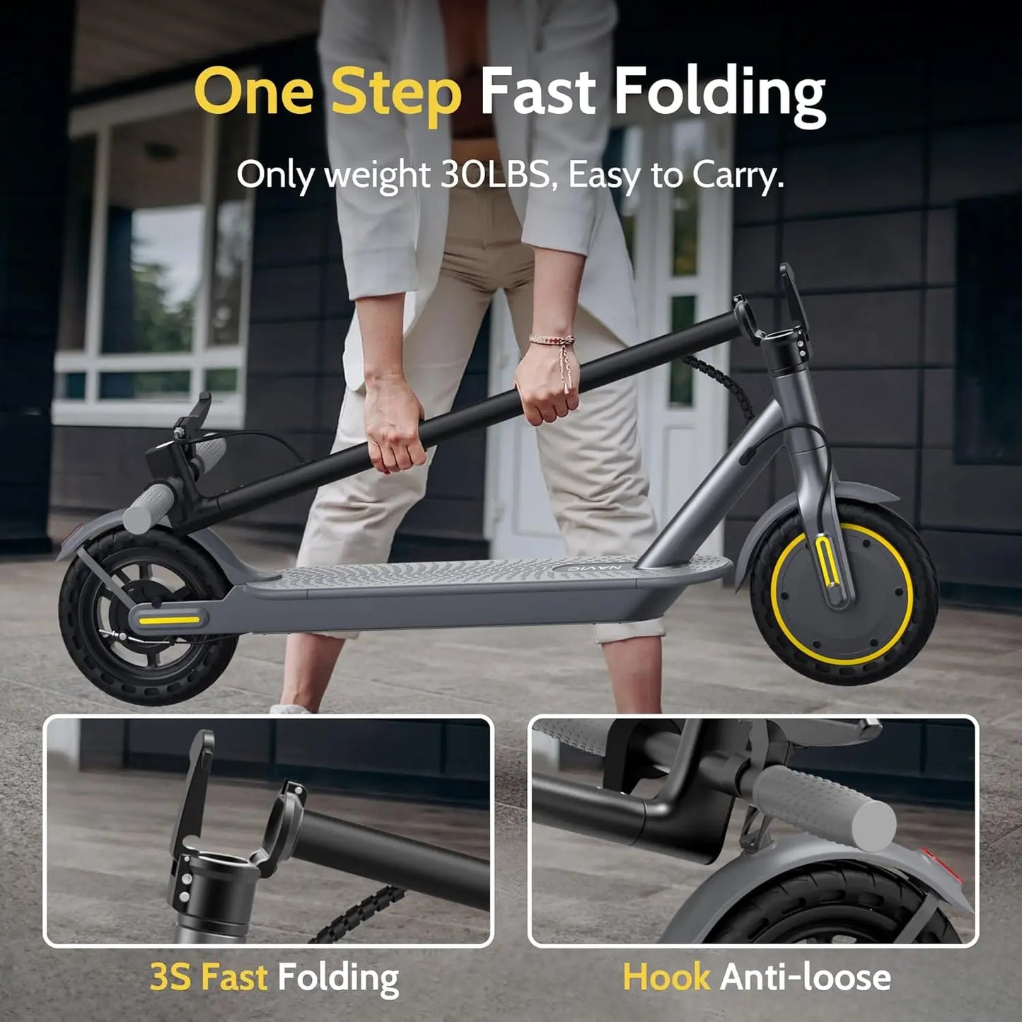 NAVIC Folding Electric Scooter 350W Motor Smart App Control Adult