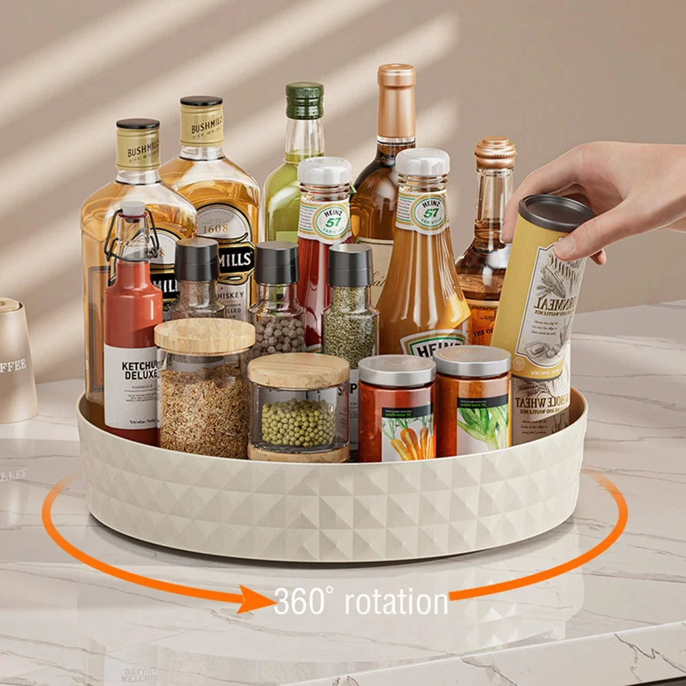 Non-Slip 360 Degree Rotating Kitchen Spice Rack Tray