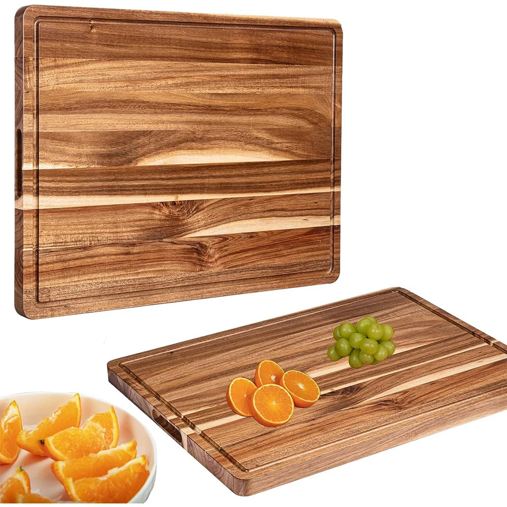 TWISTER.CK Extra Large Reversible Wood Cutting Board With Juice Groove And Handle 24 Inch