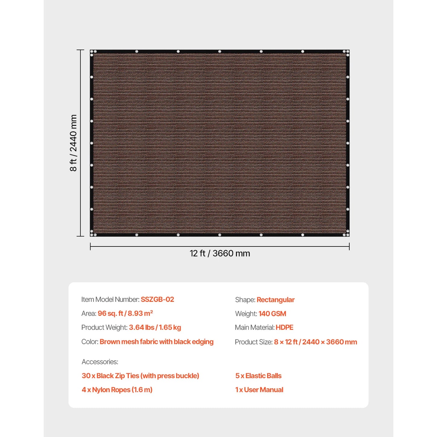 SucceBuy 90% Sun Shade Cloth Hdpe Canopy For Garden