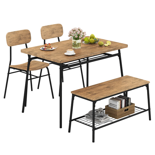HOMASIS 4 Piece Dining Table Set With Bench And Chairs