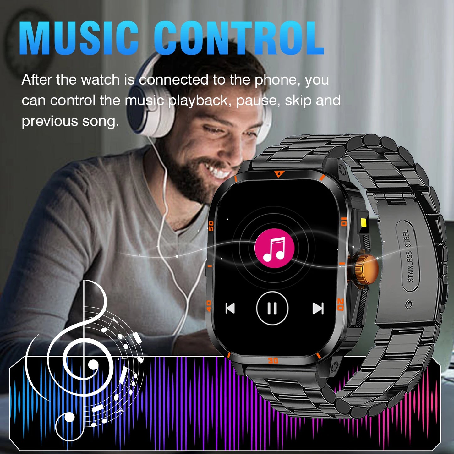 Smart Watch Wireless Bluetooth Calling Sports Fitness Tracker With Flashlight