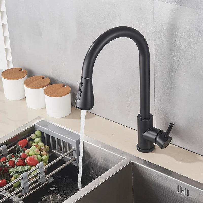 MYQualife Deck Mounted Pull Out Kitchen Sink Faucet