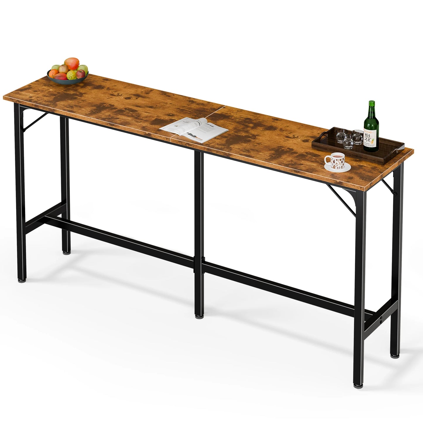JHK Rectangular High Top Coffee Table With Sturdy Metal Frame