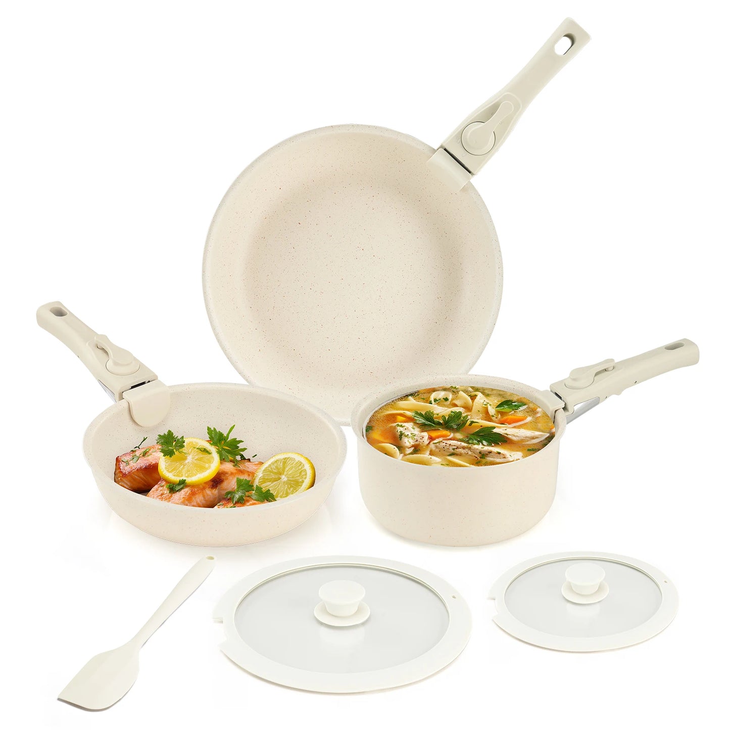 Jhk 12 Piece Granite Nonstick Pots And Pans Set With Detachable Handle