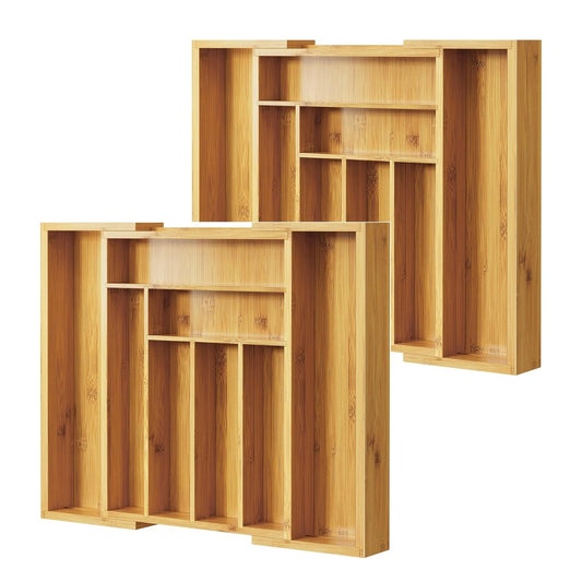 Bamboo Expandable Adjustable Kitchen Utensil Drawer Organizer