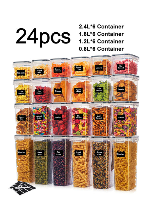 Airtight Food Storage Containers With Labels For Kitchen Organization