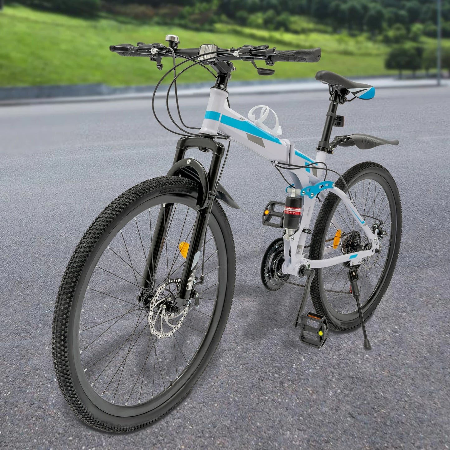 Folding Mountain Bike 21 Speed Steel Dual Disc Brakes