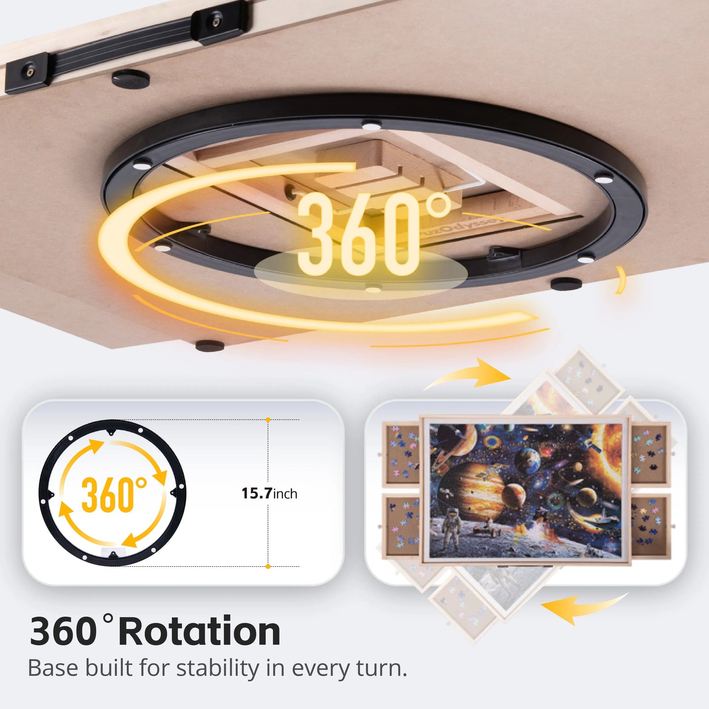 Rotating Tilting Puzzle Board With Wooden Storage Drawers And Mats