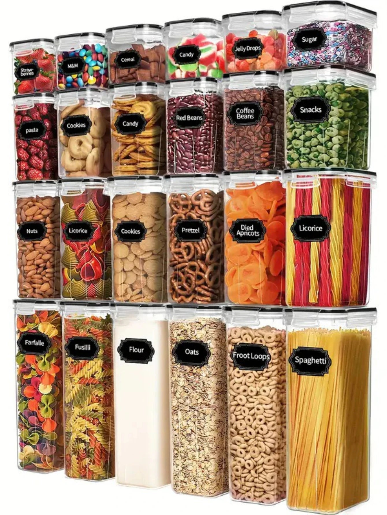 Airtight Food Storage Containers With Labels For Kitchen Organization