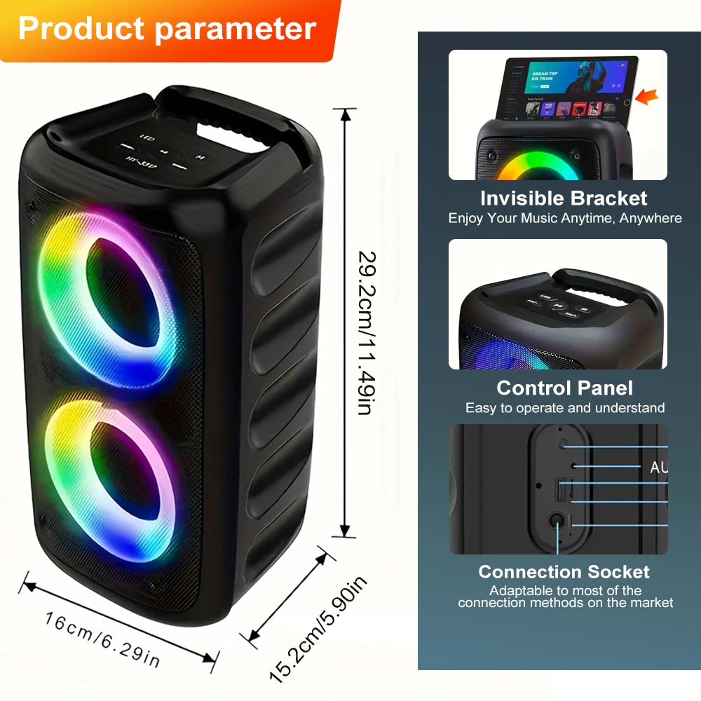 ZNLYRION HY-3317 Portable Bluetooth Karaoke Speaker With Mic And RGB Light