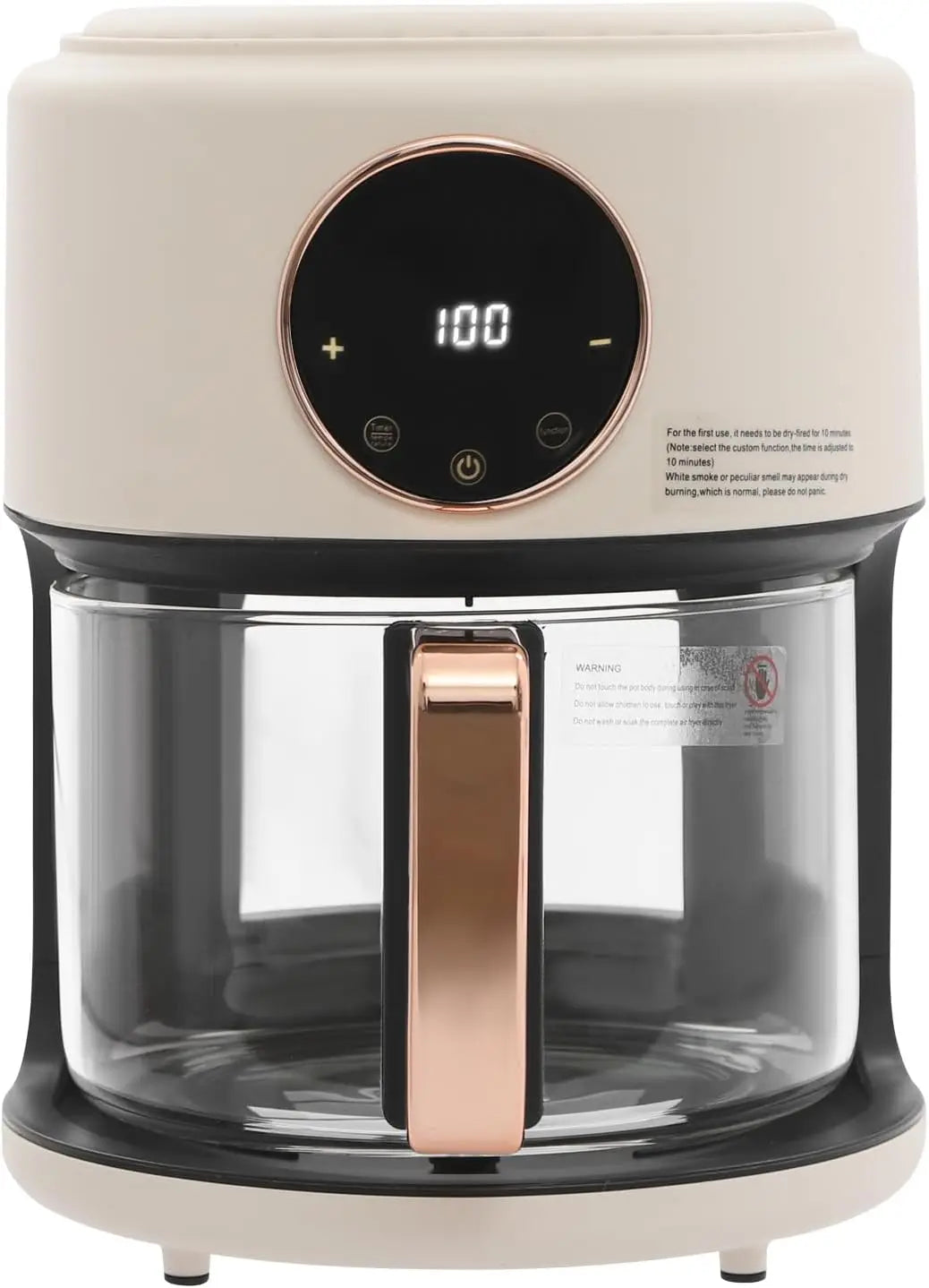 Portable Glass Digital Air Fryer With Eight Preset Cooking Modes And Fast Preheat